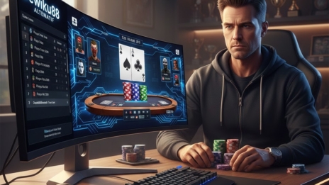 Turnamen poker Texas Hold’em profesional online dengan pemain fokus dan chip